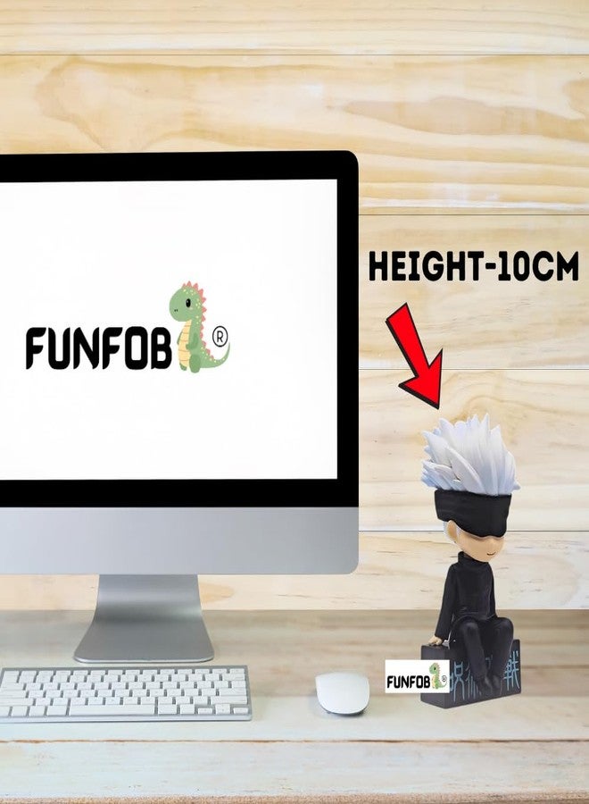 FUNFOB Jujutsu Kaisen Gojo Action Figure Height -10cm Collectible PVC Multicolour | Small Gojo with Mask on Box - Image 3